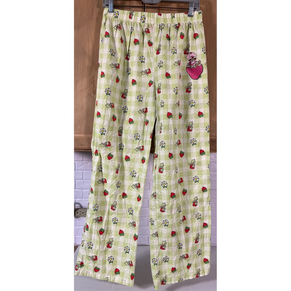 Strawberry Shortcake Pajama Pants Women Medium Green Gingham Lounge